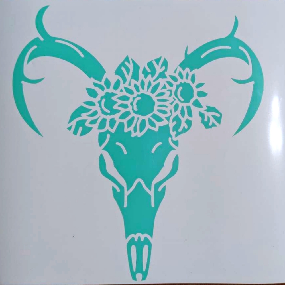 MINT - Vinyl flowered skull decal